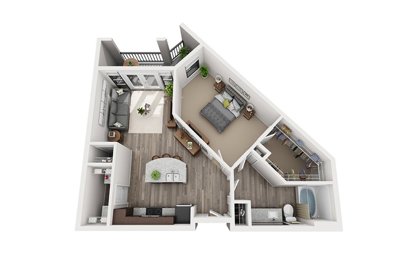 A5 1 Bedroom 1 Bath Floorplan
