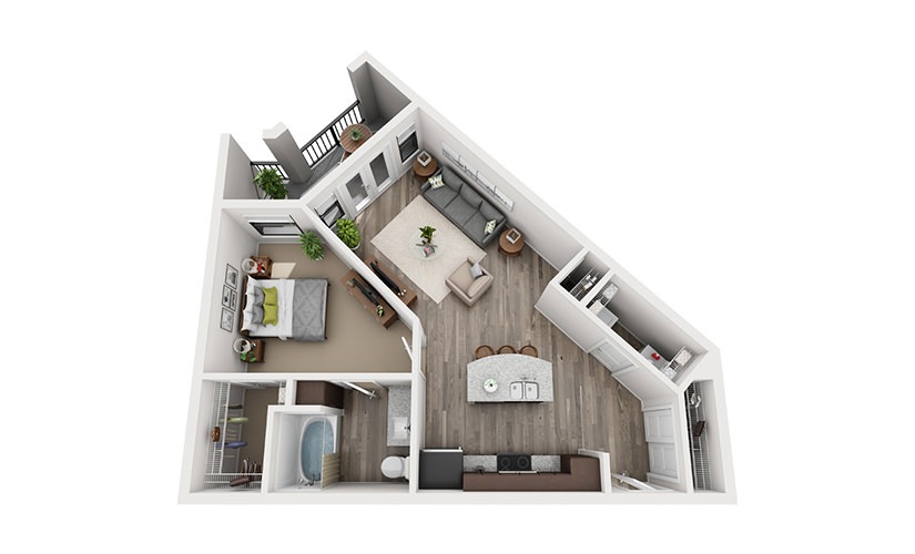 A6 1 Bedroom 1 Bath Floorplan