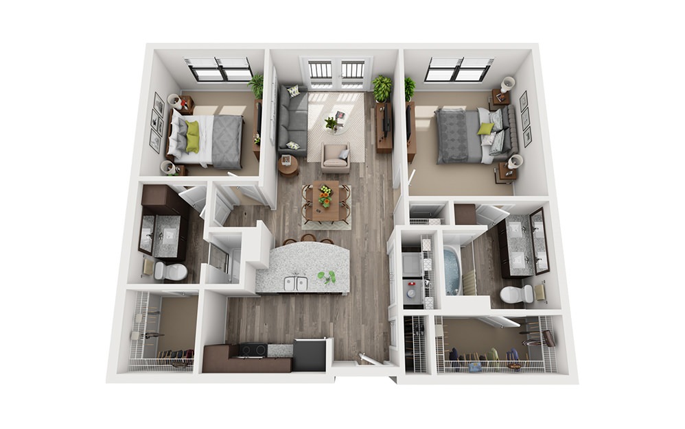 B1 2 Bedroom 2 Bath Floorplan