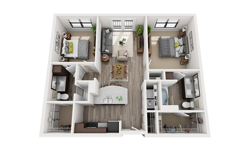 B1 2 Bedroom 2 Bath Floorplan