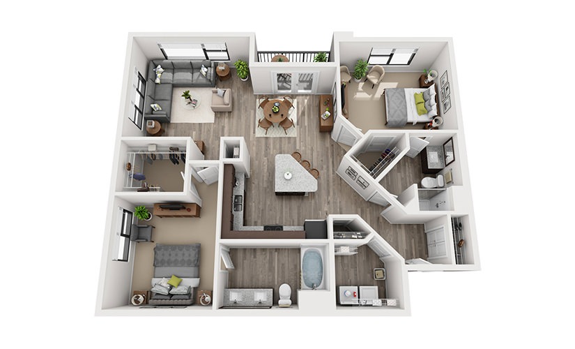 B7 2 Bedroom 2 Bath Floorplan
